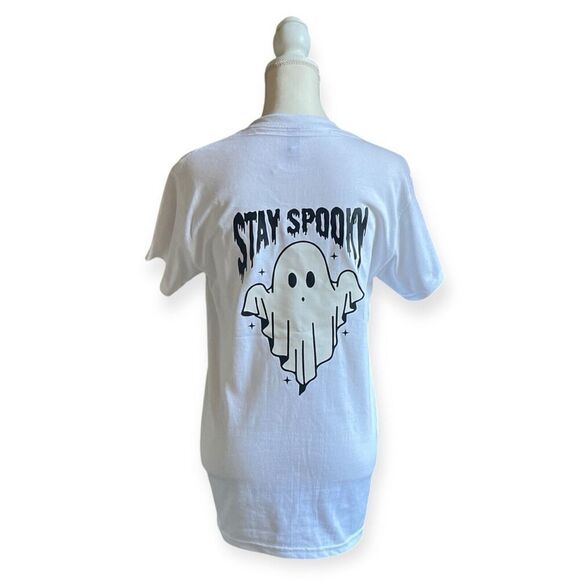 Ghost Halloween T-shirt Spooky Season Graphic Tee Short Sleeve White NEW Unisex - Picture 5 of 8